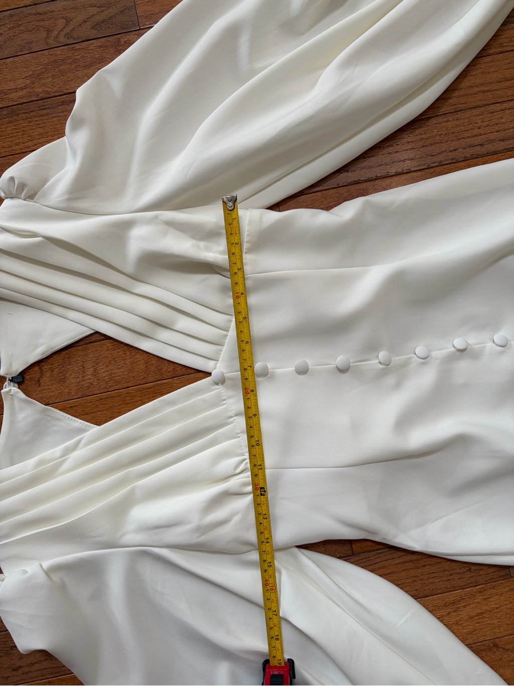 Nwt Elagia White Puff Sleeve Button Front Mini Dress L *Flaw Read* — image 5 of 7